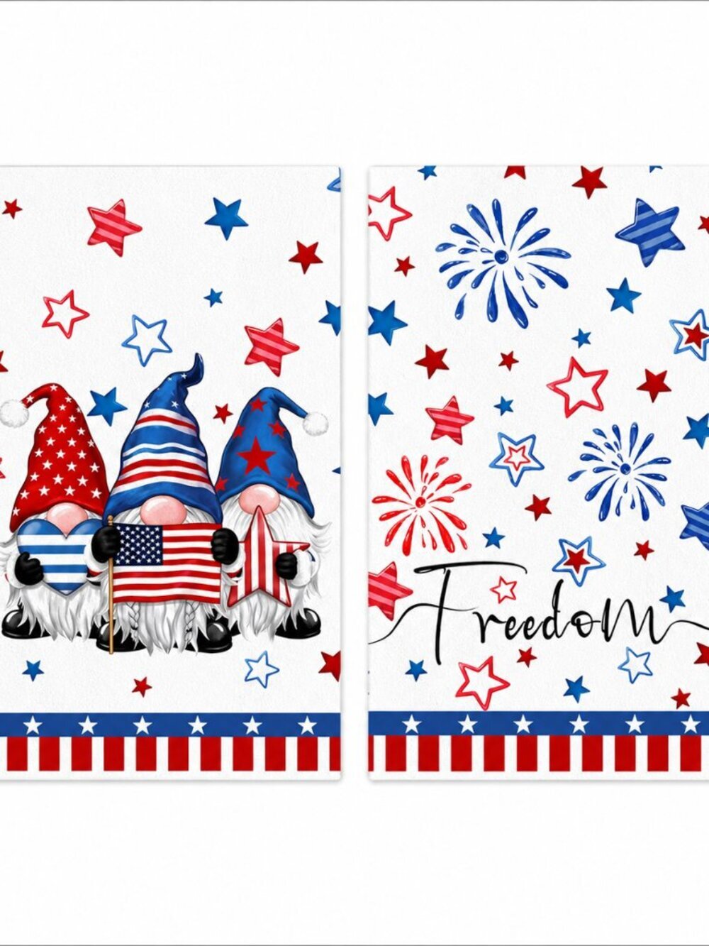 Patriotic Gnome Tea/Hand Towels Set 2 Independence Day 8"x12" Decor